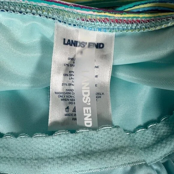 Lands End Women’s Tummy Control One Piece Swim dress Aqua Space Dye Size 8 - Picture 12 of 14